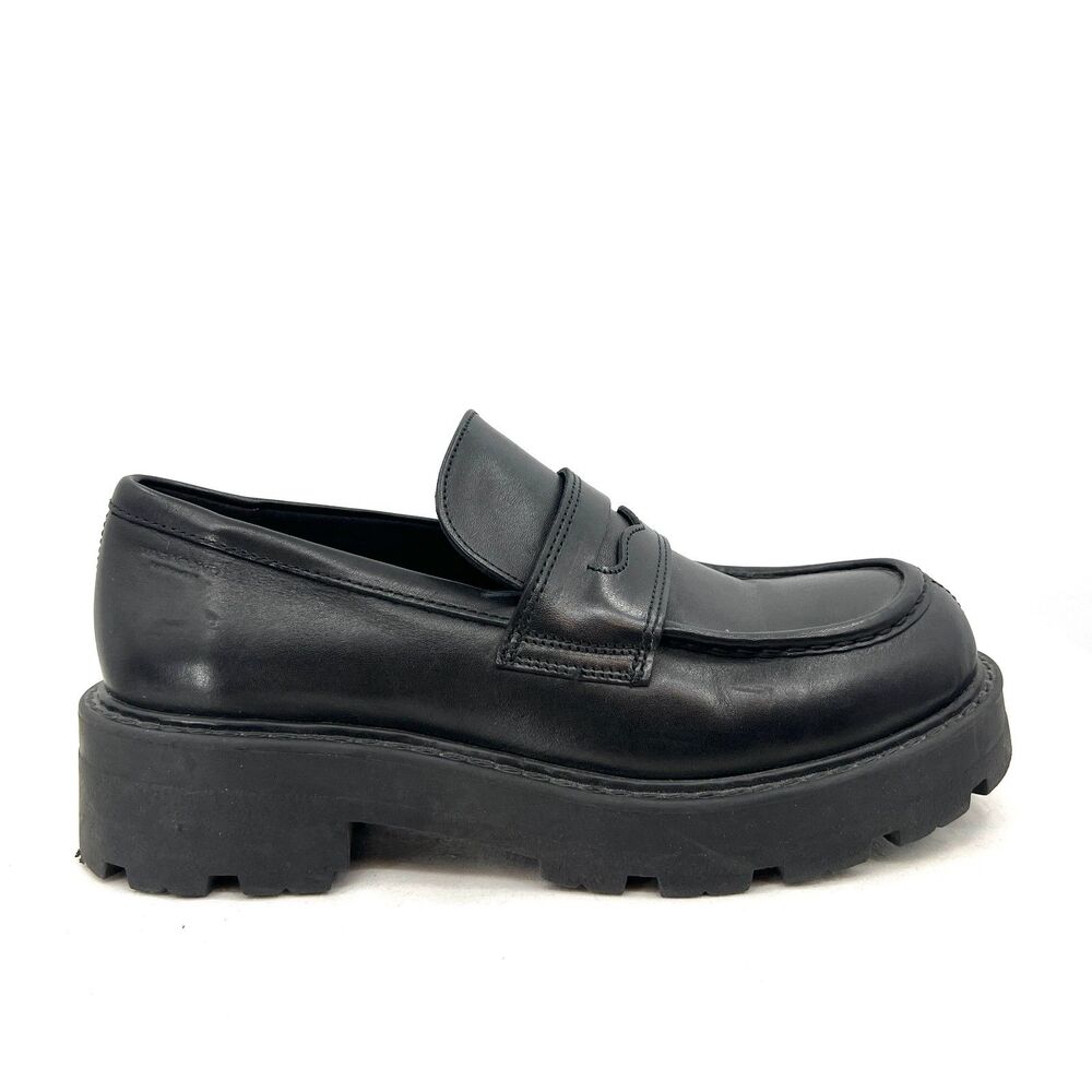 Vagabond Cosmo 2.0 Black Leather Chunky Platform Penny Loafers US 7 EU 37